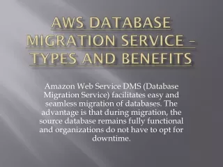 AWS Database Migration Service – Types and Benefits