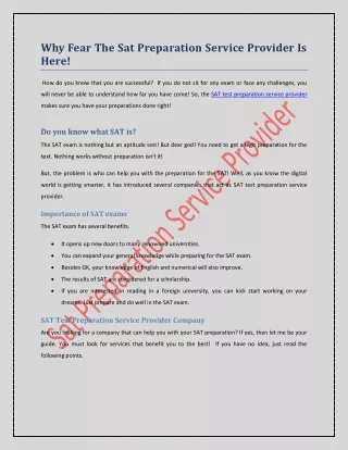 why fear the sat preparation service provider