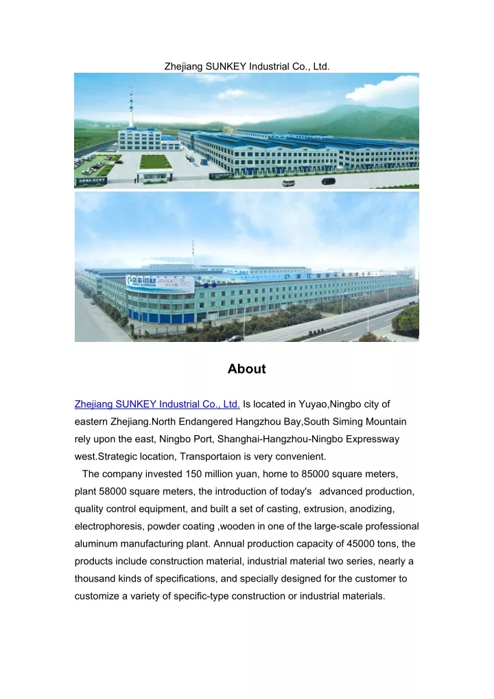zhejiang sunkey industrial co ltd