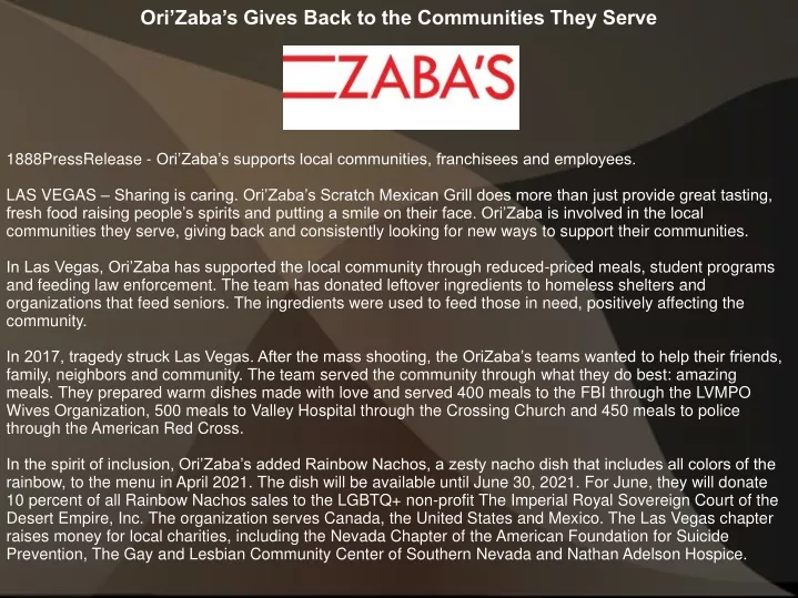 ori zaba s gives back to the communities they