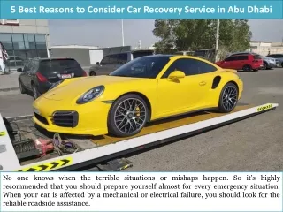 5 Best Reasons to Consider Car Recovery Service in Abu Dhabi