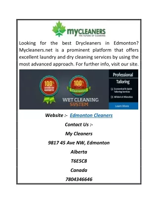 Edmonton Cleaners | Mycleaners.net