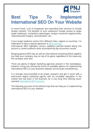 best international seo on your website