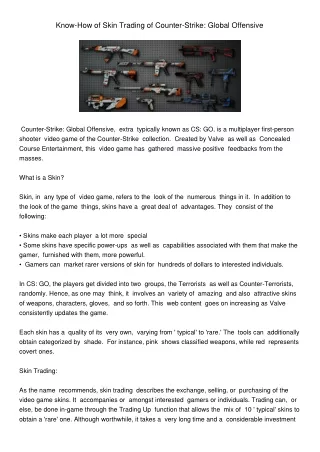 know how of skin trading of counter strike global