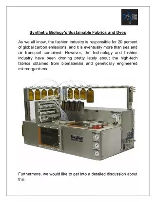 Synthetic Biology's Sustainable Fabrics and Dyes
