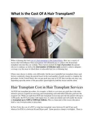 What is the Cost of a Hair Transplant?