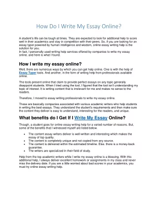 How Do I Write My Essay Online | Online Essay Writing Services