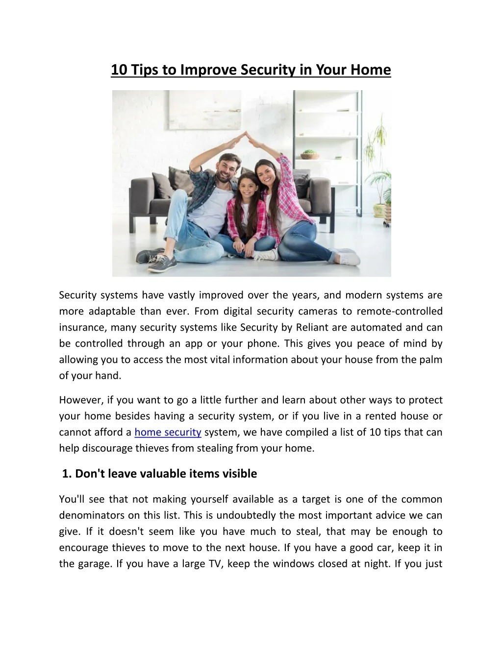 PPT - 10 Tips to Improve Security in Your Home PowerPoint Presentation ...