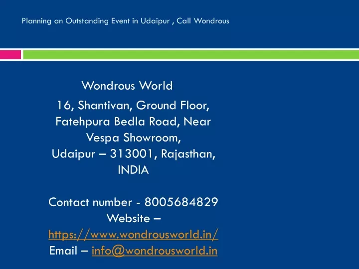 planning an outstanding event in udaipur call wondrous