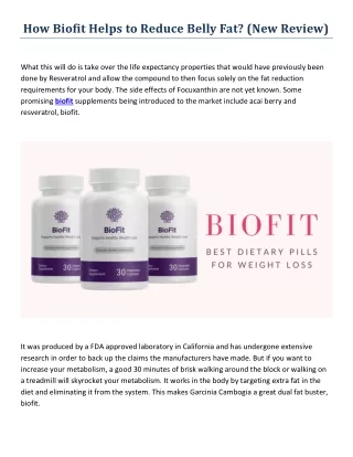 How Biofit Helps to Reduce Belly Fat? (New Review)