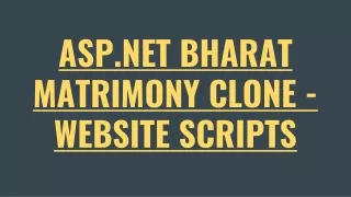 asp net bharat matrimony clone website scripts