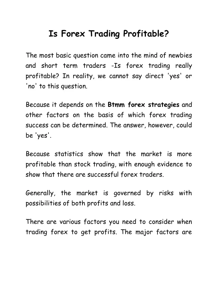 is forex trading profitable
