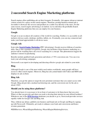 2 successful search engine marketing platforms