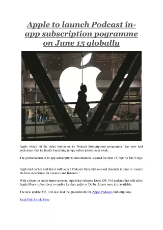 apple to launch podcast in app subscription