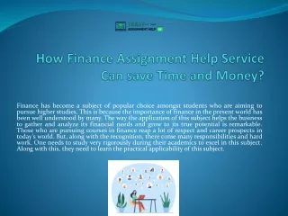 how finance assignment help service can save time