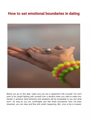 How to set emotional boundaries in dating