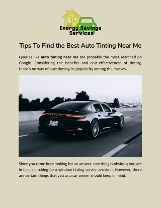 How To Find The Best Auto Tinting Service In Indiana | Energy Savings Services