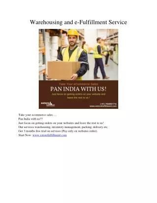warehousing and e fulfillment service