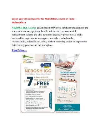 green world exciting offer for neboshigc course