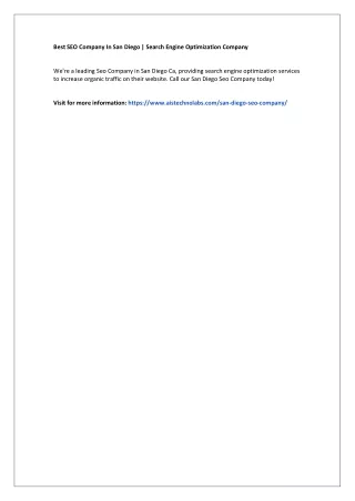 best seo company in san diego search engine