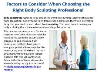 factors to consider when choosing the right body