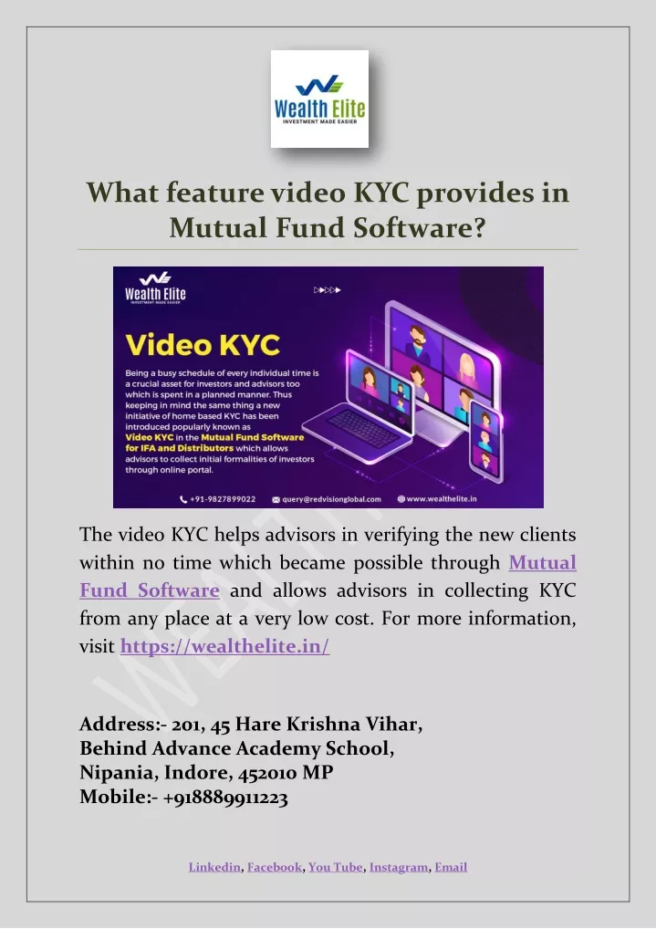 what feature video kyc provides in mutual fund