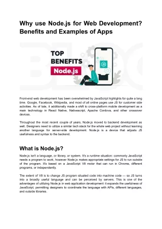 why use node js for web development benefits
