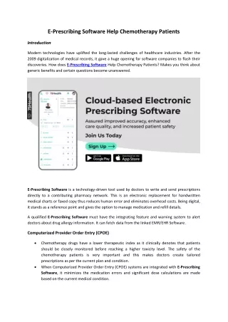 e prescribing software help chemotherapy patients