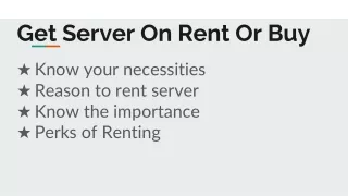 Get Server On Rent Or Buy