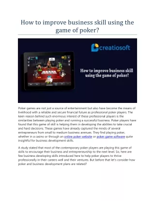 how to improve business skill using the game