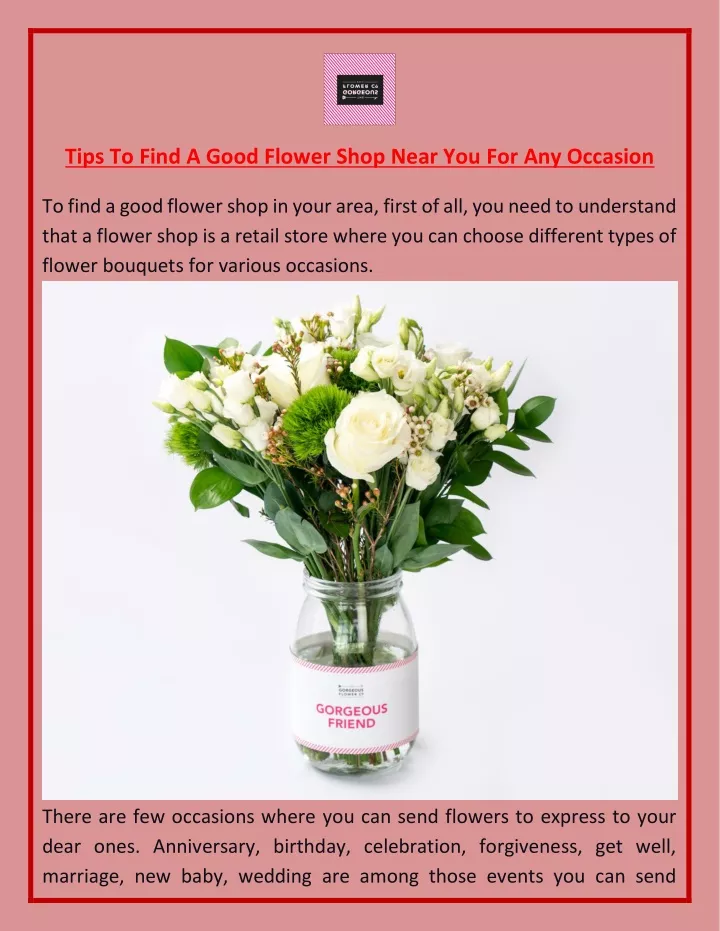 tips to find a good flower shop near