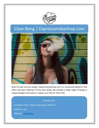 Clear Bong | Expresssmokeshop.com