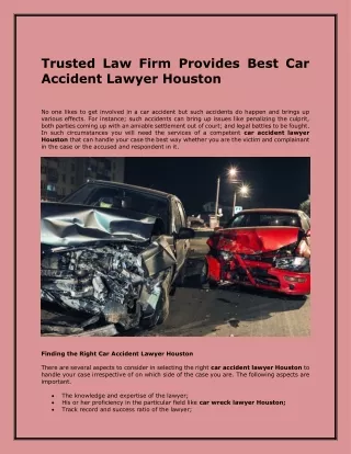 Trusted Law Firm Provides Best Car Accident Lawyer Houston