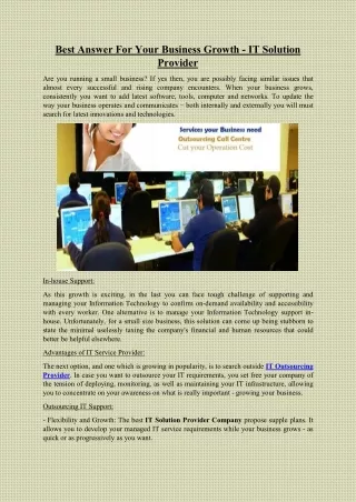 Best Answer For Your Business Growth - IT Solution Provider