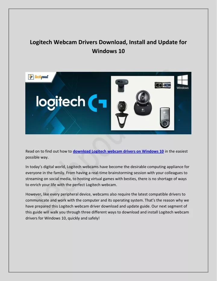 logitech webcam drivers download install