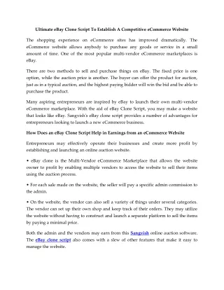 ultimate ebay clone script to establish