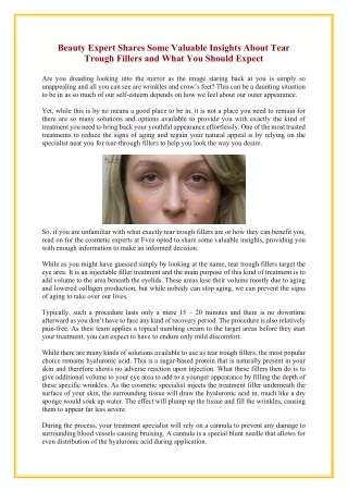 Beauty Expert Shares Some Valuable Insights About Tear Trough Fillers and What You Should Expect