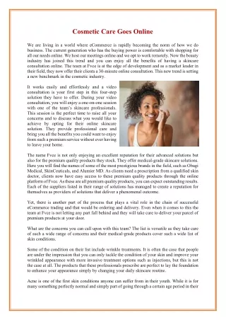 Cosmetic Care Goes Online