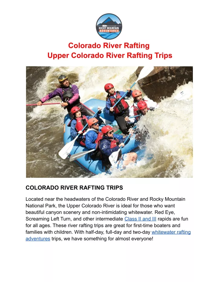 colorado river rafting upper colorado river