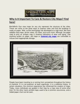 why is it important to care restore city maps