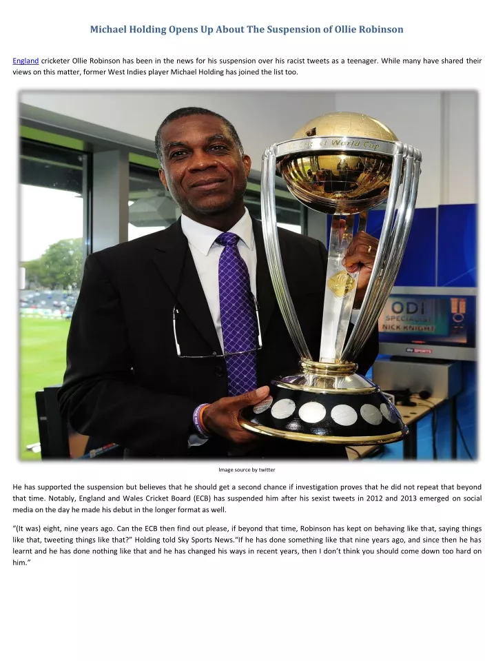 michael holding opens up about the suspension