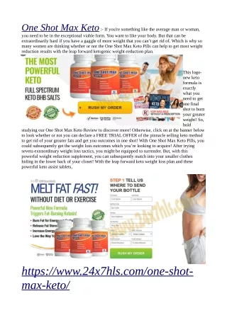 one shot max keto if you re something like