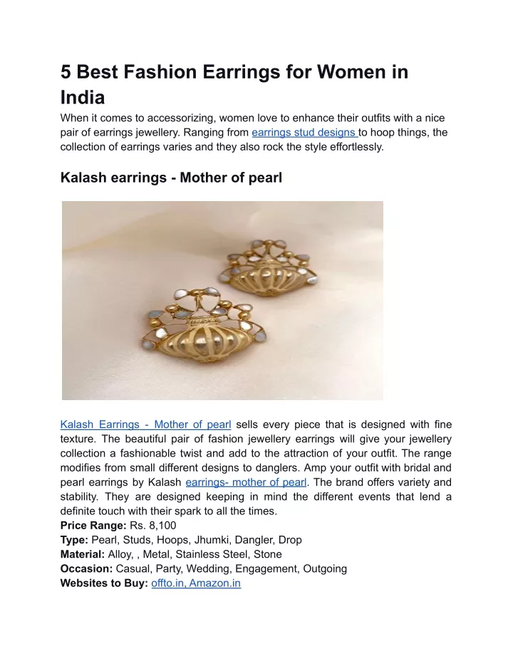 5 best fashion earrings for women in india when
