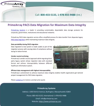 PrimeArray PACS Data Migration for Maximum Data Integrity