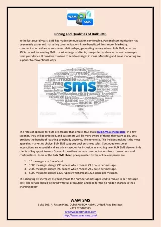 pricing and qualities of bulk sms