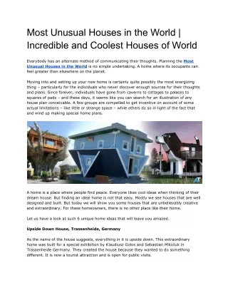 Most Unusual Houses in the World