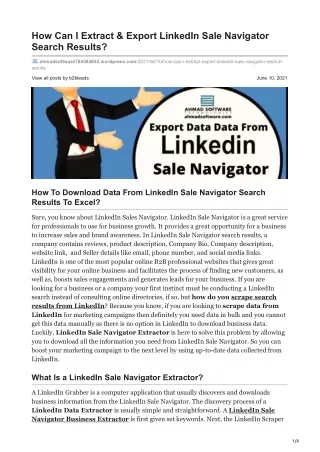 how can i extract export linkedin sale navigator