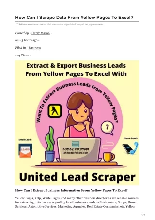 how can i scrape data from yellow pages to excel