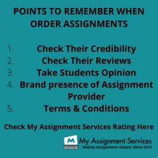points to remember when order assignments