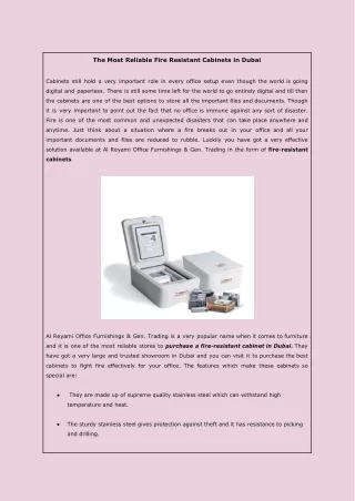 The Most Reliable Fire Resistant Cabinets in Dubai